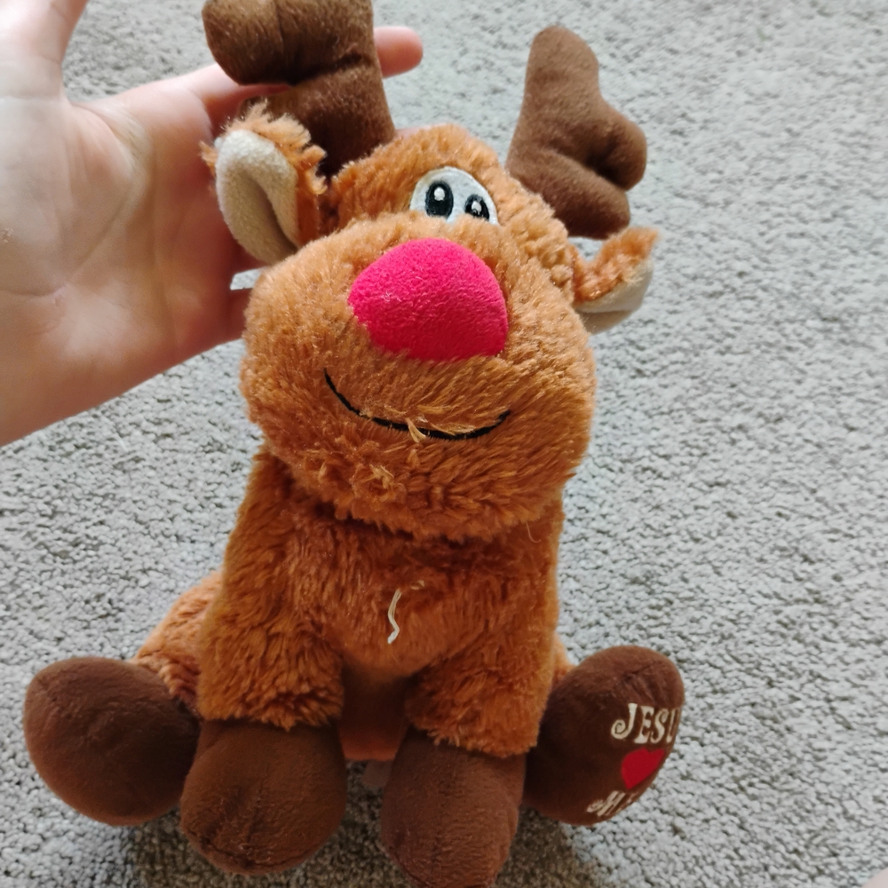 Plush Reindeer Toy with Red Nose